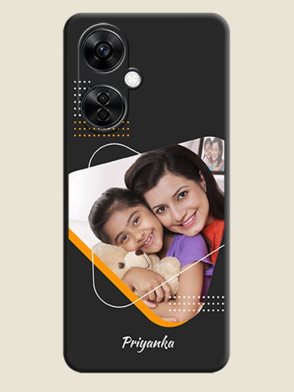 Custom Yellow Triangle on Photo on Space Black Soft Matte Phone Cover - Nord CE 3 Lite 5G