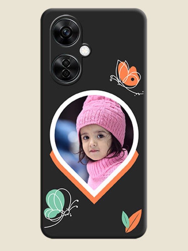 Custom Upload Pic With Simple Butterly Design On Space Black Personalized Soft Matte Phone Covers -Oneplus Nord Ce 3 Lite 5G