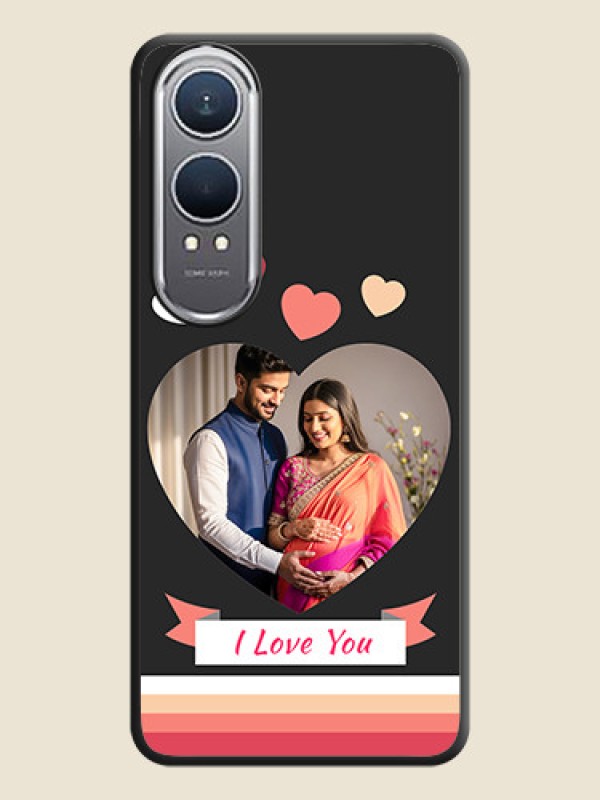 Custom Love Shaped Photo with Colorful Stripes On Space Black Custom Soft Matte Mobile Back Cover - OnePlus Nord CE 4 Lite 5G