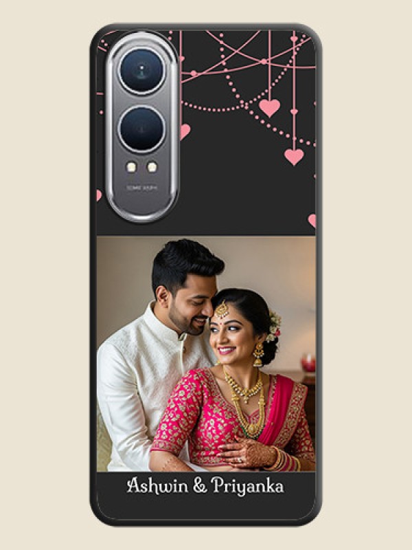 Custom Pink Love Hangings with Text On Space Black Custom Soft Matte Mobile Back Cover - OnePlus Nord CE 4 Lite 5G