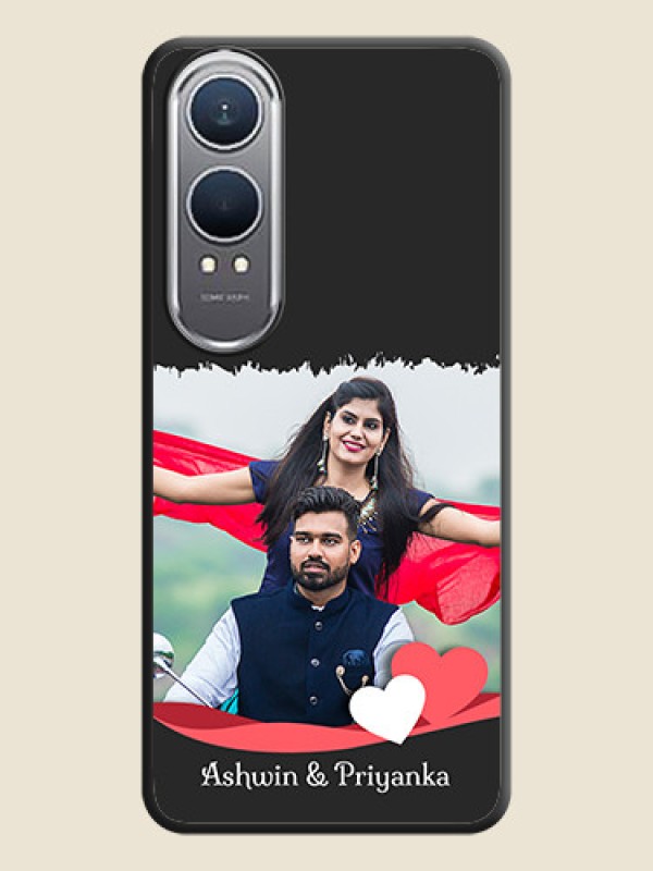 Custom Pin Color Love Shaped Ribbon Design with Text On Space Black Custom Soft Matte Mobile Back Cover - OnePlus Nord CE 4 Lite 5G