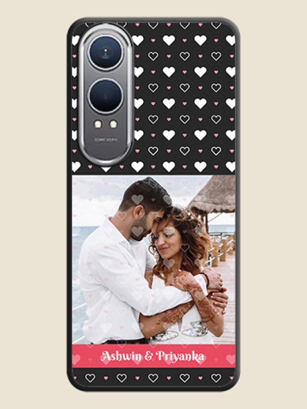 Custom White Color Love Symbols with Text Design on Photo On Space Black Custom Soft Matte Mobile Back Cover - OnePlus Nord CE 4 Lite 5G