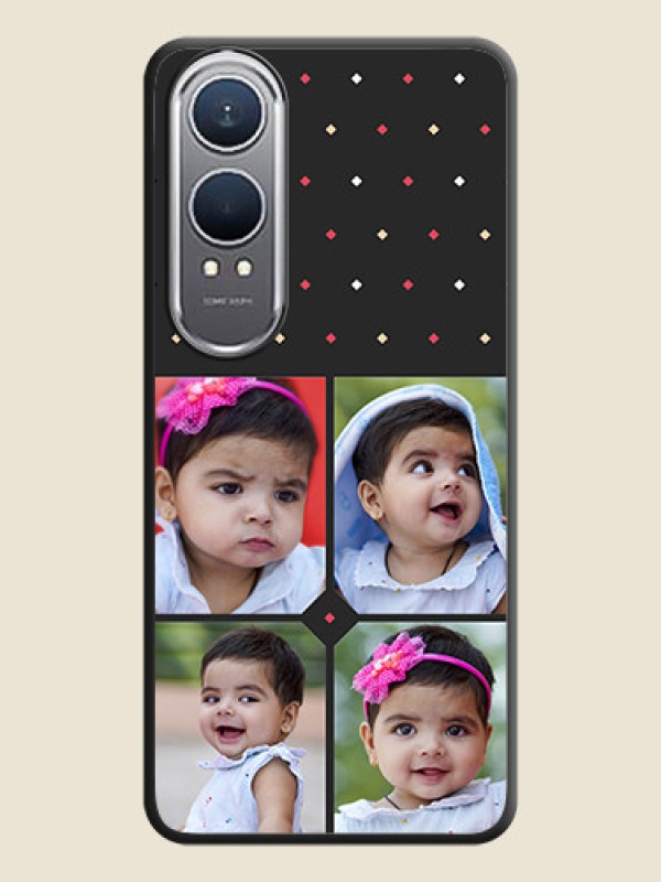 Custom Multicolor Dotted Pattern with 4 Image Holder On Space Black Custom Soft Matte Mobile Back Cover - OnePlus Nord CE 4 Lite 5G