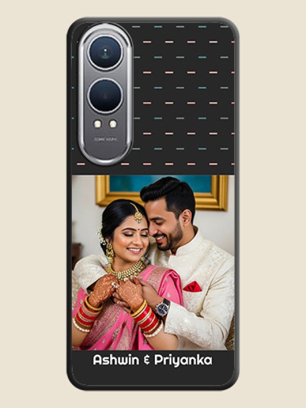 Custom Line Pattern Design with Text On Space Black Custom Soft Matte Mobile Back Cover - OnePlus Nord CE 4 Lite 5G