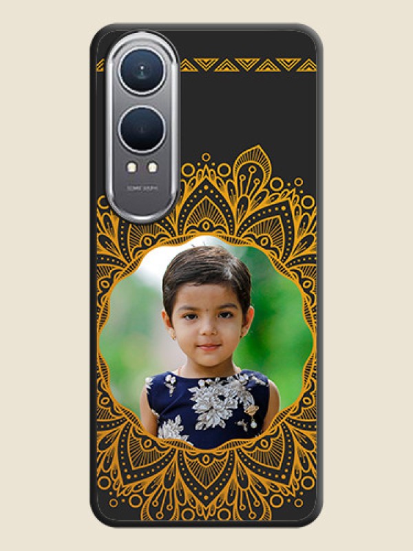 Custom Round Image with Floral Design On Space Black Custom Soft Matte Mobile Back Cover - OnePlus Nord CE 4 Lite 5G