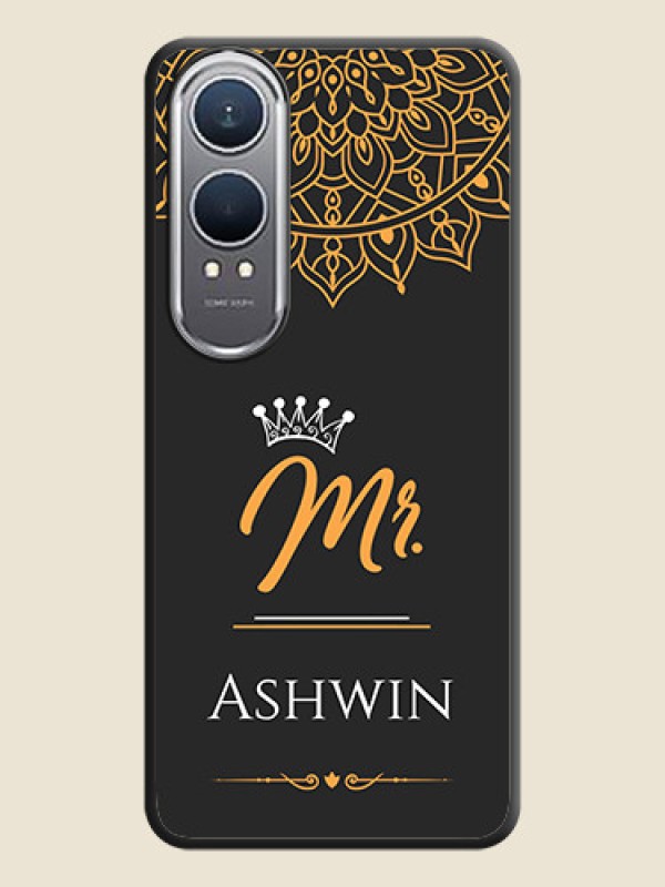 Custom Mr Name with Floral Design On Space Black Custom Soft Matte Mobile Back Cover - OnePlus Nord CE 4 Lite 5G