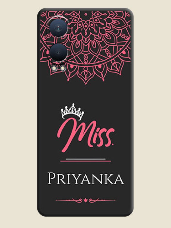 Custom Mrs Name with Floral Design On Space Black Custom Soft Matte Mobile Back Cover - OnePlus Nord CE 4 Lite 5G