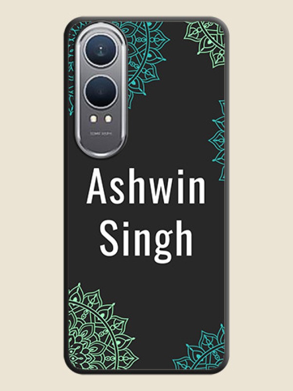 Custom Your Name with Floral Design On Space Black Custom Soft Matte Mobile Back Cover - OnePlus Nord CE 4 Lite 5G