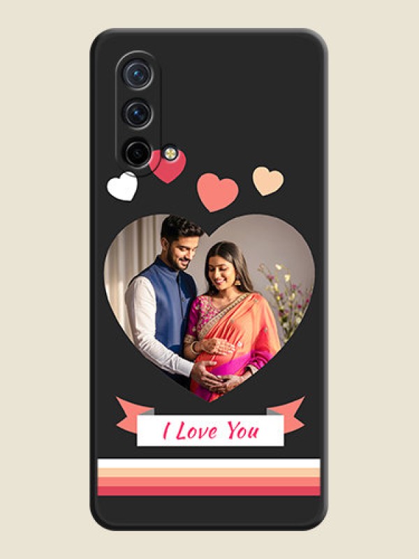 Custom Love Shaped Photo with Colorful Stripes on Personalised Space Black Soft Matte Cases - Oneplus Nord Ce 5G