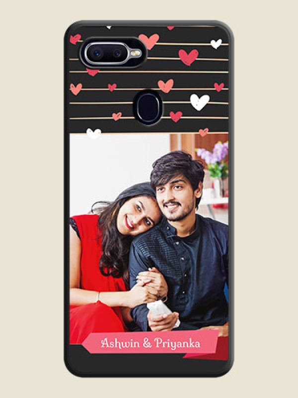 Custom Love Pattern with Name on Pink Ribbon  on Photo on Space Black Soft Matte Back Cover - Oppo A12