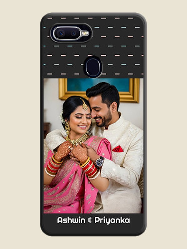 Custom Line Pattern Design with Text on Space Black Custom Soft Matte Phone Back Cover - Oppo A12