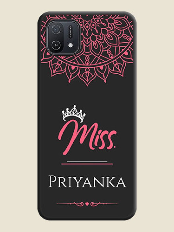 Custom Mrs Name with Floral Design on Space Black Personalized Soft Matte Phone Covers - Oppo A16e