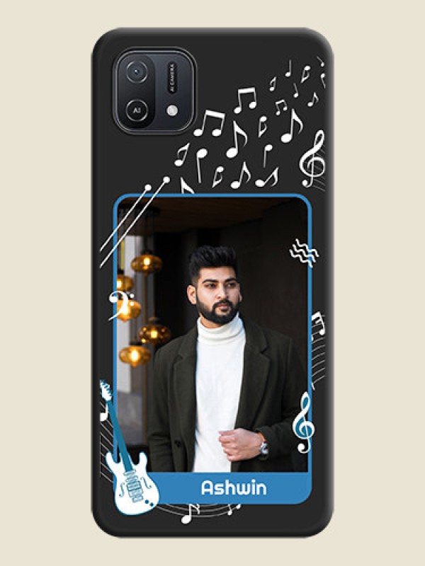 Custom Musical Theme Design with Text on Photo on Space Black Soft Matte Mobile Case - Oppo A16K
