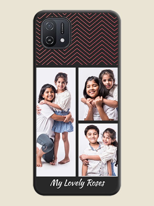 Custom Wave Pattern with 3 Image Holder on Space Black Custom Soft Matte Back Cover - Oppo A16K