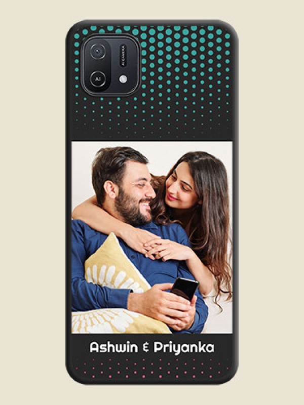 Custom Faded Dots with Grunge Photo Frame and Text on Space Black Custom Soft Matte Phone Cases - Oppo A16K