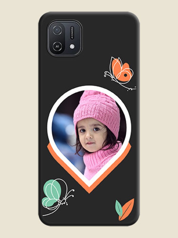 Custom Upload Pic With Simple Butterly Design On Space Black Personalized Soft Matte Phone Covers -Oppo A16K