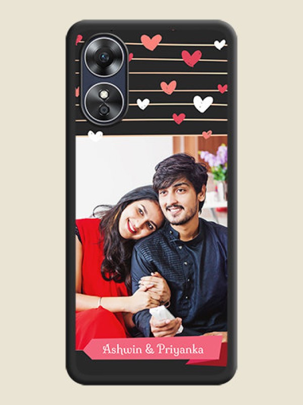 Custom Love Pattern with Name on Pink Ribbon  on Photo on Space Black Soft Matte Back Cover - Oppo A17
