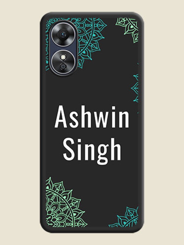 Custom Your Name with Floral Design on Space Black Custom Soft Matte Back Cover - Oppo A17