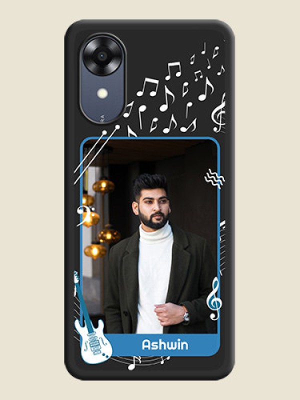 Custom Musical Theme Design with Text on Photo on Space Black Soft Matte Mobile Case - Oppo A17k