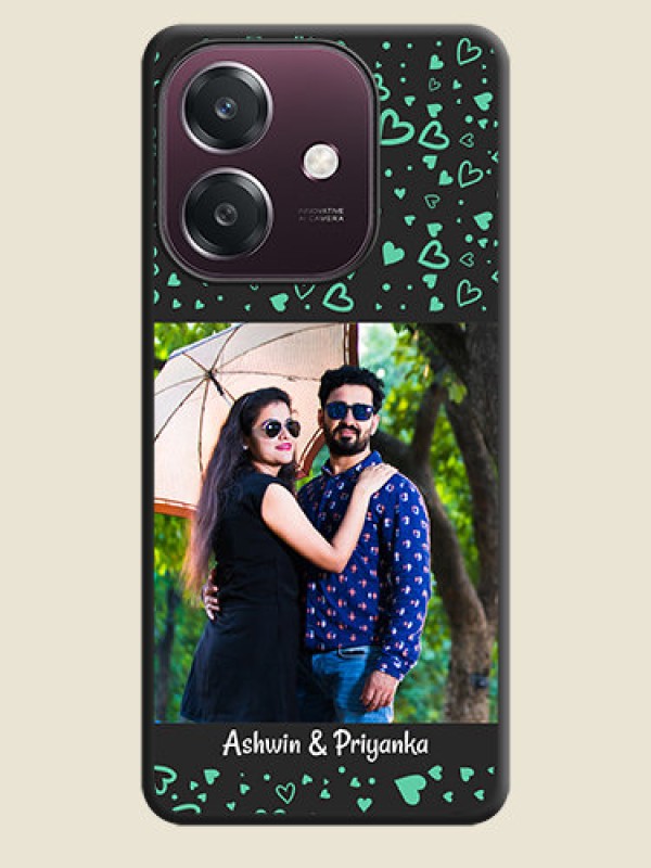 Custom Sea Green Indefinite Love Pattern on Photo On Space Black Custom Soft Matte Mobile Back Cover - Oppo A3 5G