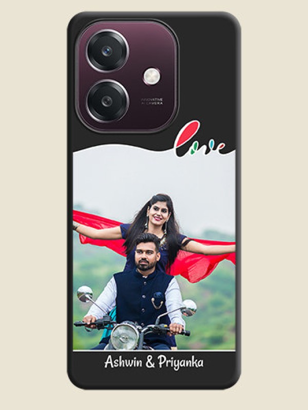 Custom Fall in Love Pattern with Picture on Photo On Space Black Custom Soft Matte Mobile Back Cover - Oppo A3 5G