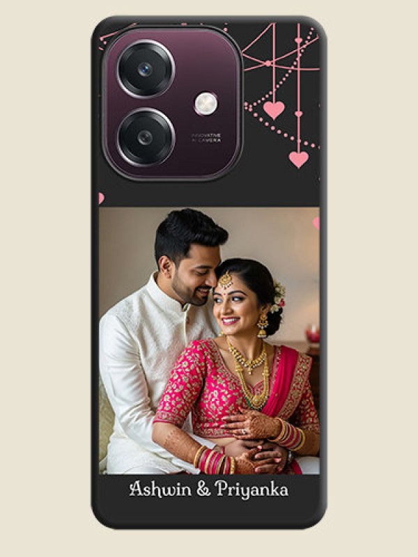 Custom Pink Love Hangings with Text On Space Black Custom Soft Matte Mobile Back Cover - Oppo A3 5G