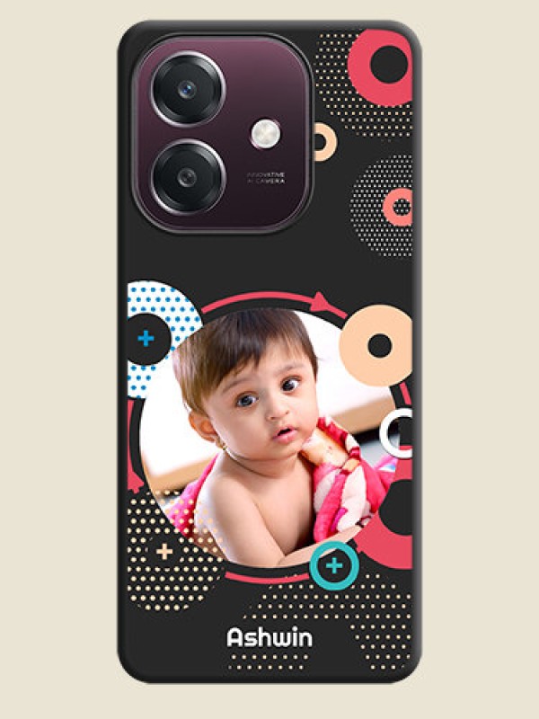 Custom Multicoloured Round Image On Space Black Custom Soft Matte Mobile Back Cover - Oppo A3 5G