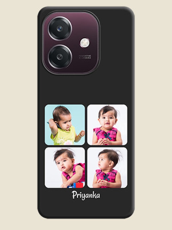 Custom Floral Art with 6 Image Holder on Photo On Space Black Custom Soft Matte Mobile Back Cover - Oppo A3 5G