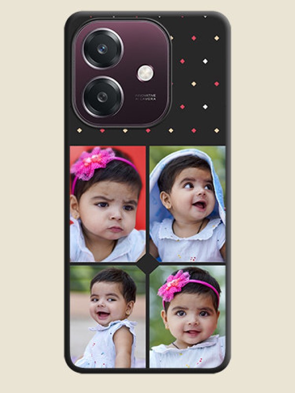 Custom Multicolor Dotted Pattern with 4 Image Holder On Space Black Custom Soft Matte Mobile Back Cover - Oppo A3 5G