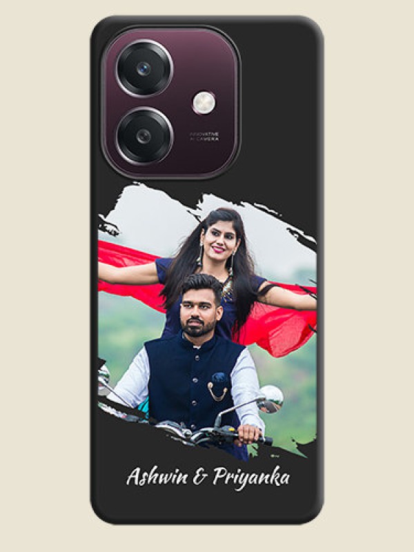 Custom Grunge Brush Strokes on Photo On Space Black Custom Soft Matte Mobile Back Cover - Oppo A3 5G