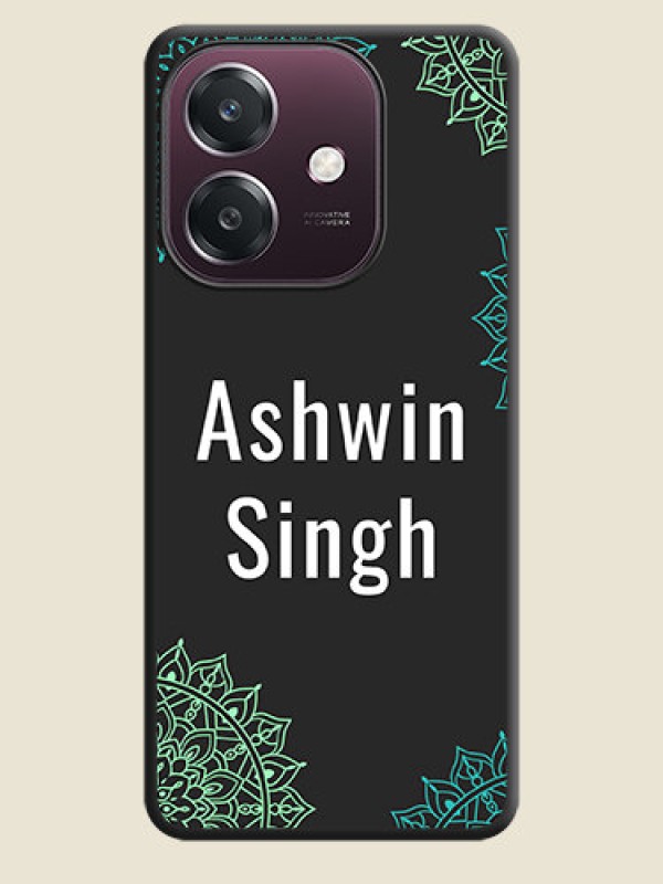 Custom Your Name with Floral Design On Space Black Custom Soft Matte Mobile Back Cover - Oppo A3 5G