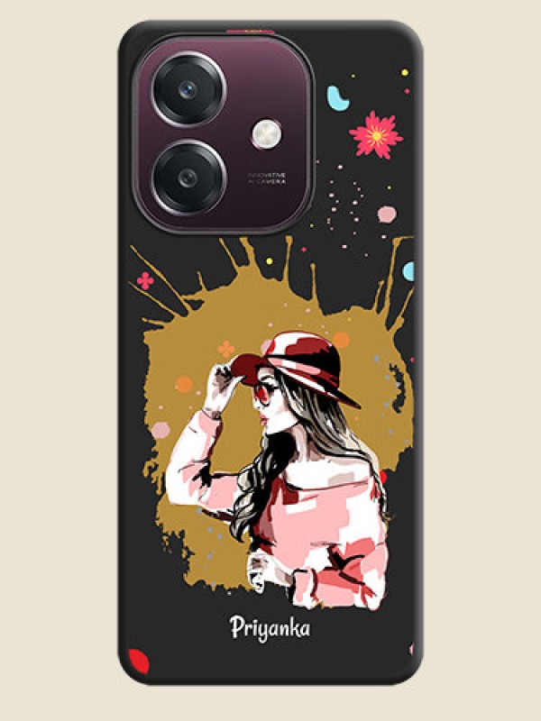 Custom Mordern Lady With Color Splash Background With Custom Text On Space Black Custom Soft Matte Mobile Back Cover - Oppo A3 5G