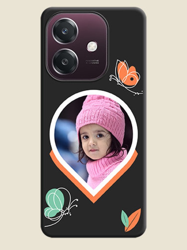 Custom Upload Pic With Simple Butterly Design On Space Black Custom Soft Matte Mobile Back Cover - Oppo A3 5G