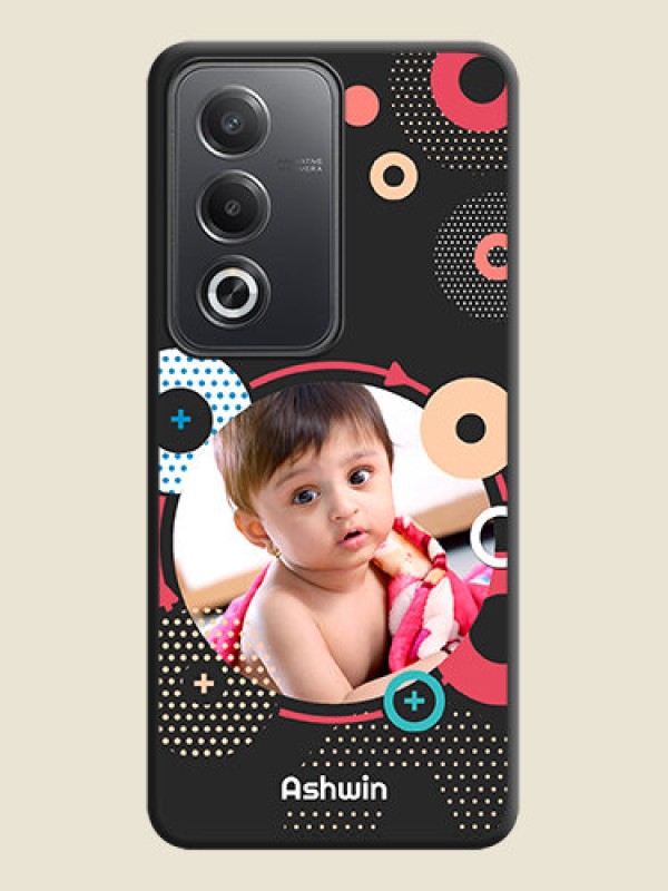 Custom Multicoloured Round Image On Space Black Custom Soft Matte Mobile Back Cover - Oppo A3 Pro 5G