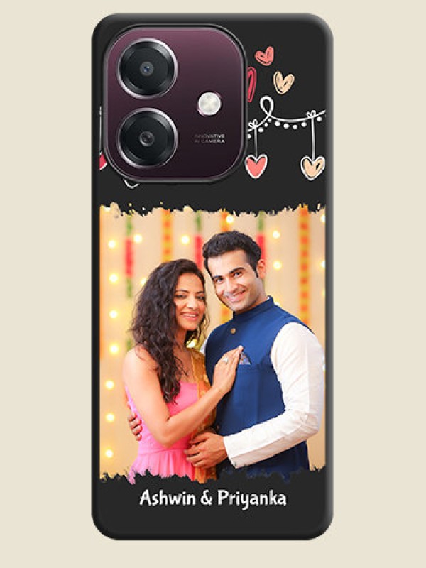 Custom Pink Love Hangings with Name On Space Black Custom Soft Matte Mobile Back Cover - Oppo A3X 4G
