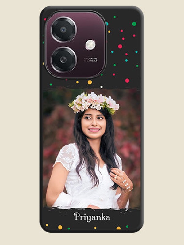 Custom Multicolor Dotted Pattern with Text On Space Black Custom Soft Matte Mobile Back Cover - Oppo A3X 4G