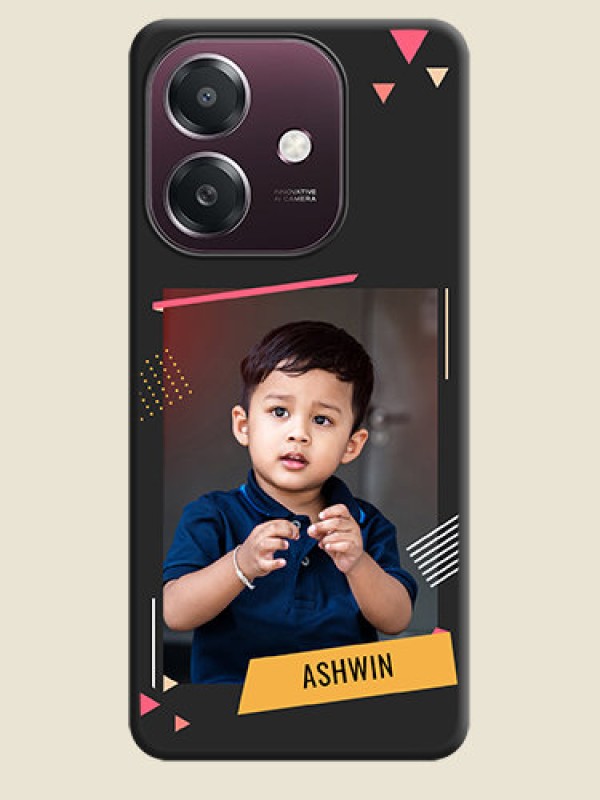 Custom Photo Frame with Triangle Small Dots on Photo On Space Black Custom Soft Matte Mobile Back Cover - Oppo A3X 4G