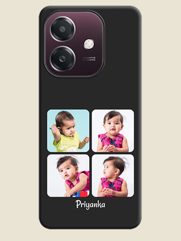 Custom Floral Art with 6 Image Holder on Photo On Space Black Custom Soft Matte Mobile Back Cover - Oppo A3X 4G