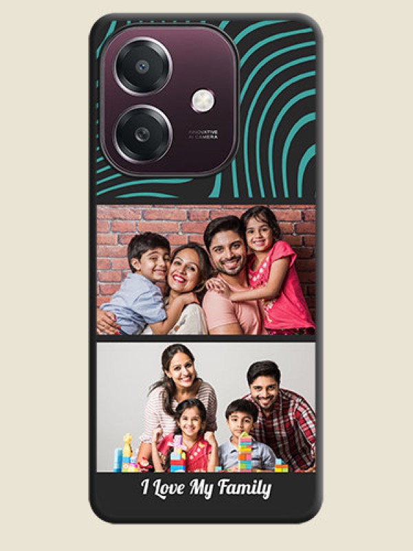 Custom Wave Pattern with 2 Image Holder On Space Black Custom Soft Matte Mobile Back Cover - Oppo A3X 4G