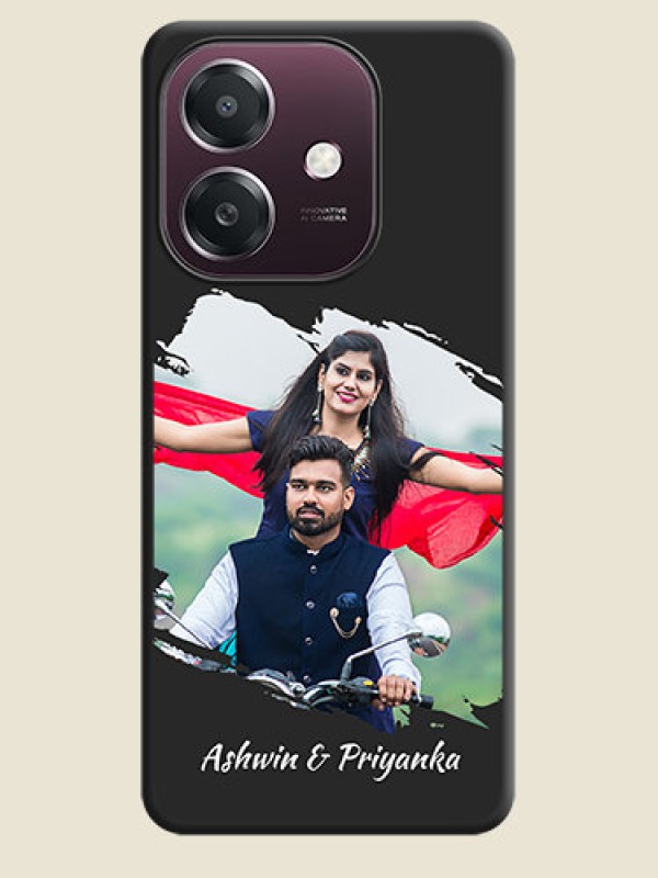 Custom Grunge Brush Strokes on Photo On Space Black Custom Soft Matte Mobile Back Cover - Oppo A3X 4G