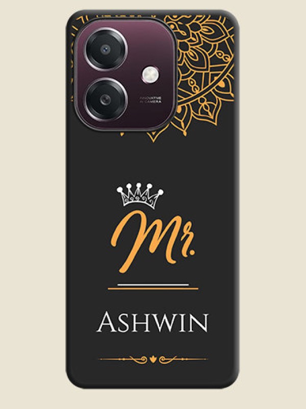 Custom Mr Name with Floral Design On Space Black Custom Soft Matte Mobile Back Cover - Oppo A3X 4G