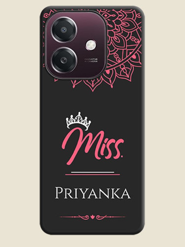 Custom Mrs Name with Floral Design On Space Black Custom Soft Matte Mobile Back Cover - Oppo A3X 4G