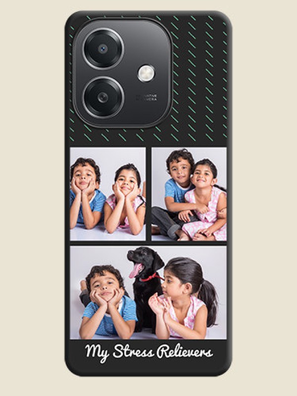 Custom Cross Dotted Pattern with 2 Image Holder On Space Black Custom Soft Matte Mobile Back Cover - Oppo A3X 5G