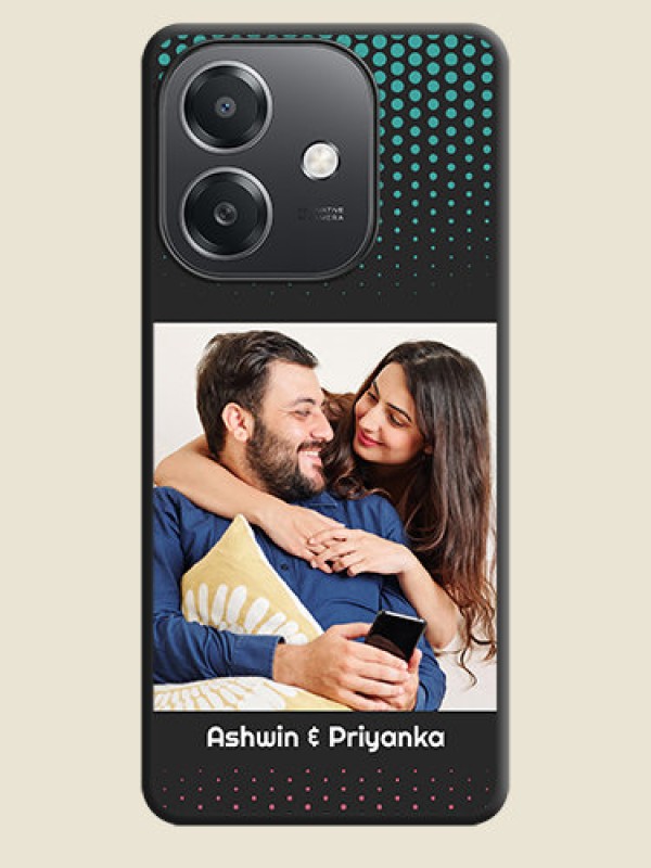 Custom Faded Dots with Grunge Photo Frame and Text On Space Black Custom Soft Matte Mobile Back Cover - Oppo A3X 5G