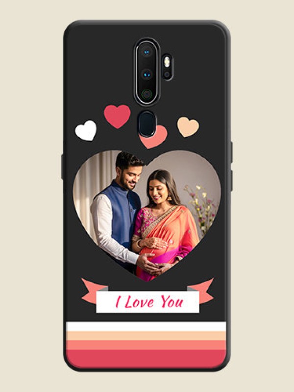Custom Love Shaped Photo with Colorful Stripes on Personalised Space Black Soft Matte Cases - Oppo A5 2020