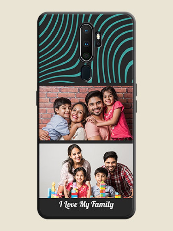 Custom Wave Pattern with 2 Image Holder on Space Black Personalized Soft Matte Phone Covers - Oppo A5 2020