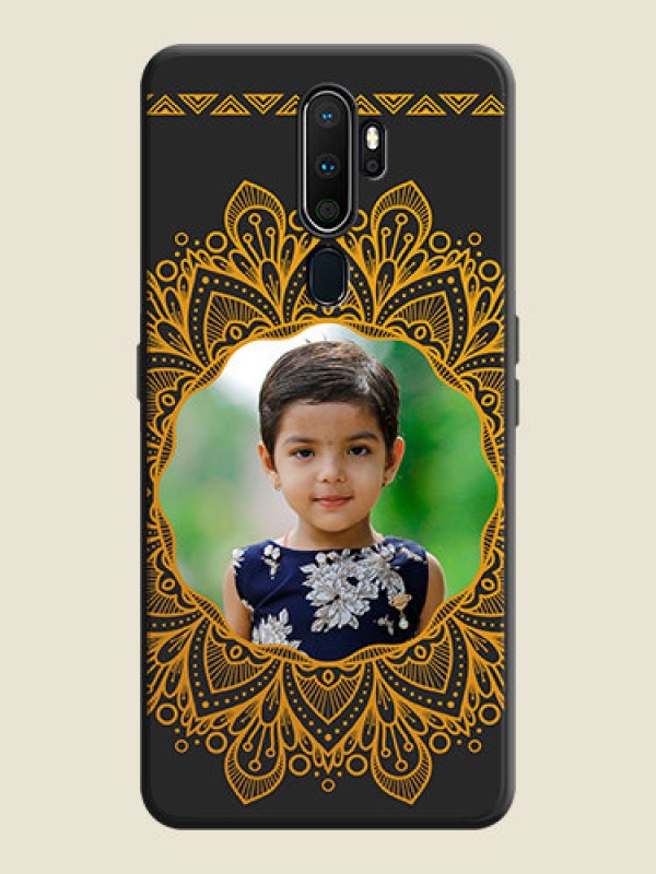 Custom Round Image with Floral Design - Photo on Space Black Soft Matte Mobile Cover - Oppo A5 2020