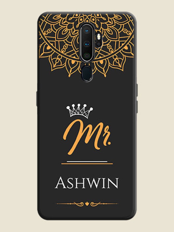 Custom Mr Name with Floral Design  on Personalised Space Black Soft Matte Cases - Oppo A5 2020