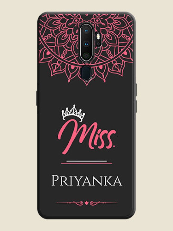 Custom Mrs Name with Floral Design on Space Black Personalized Soft Matte Phone Covers - Oppo A5 2020