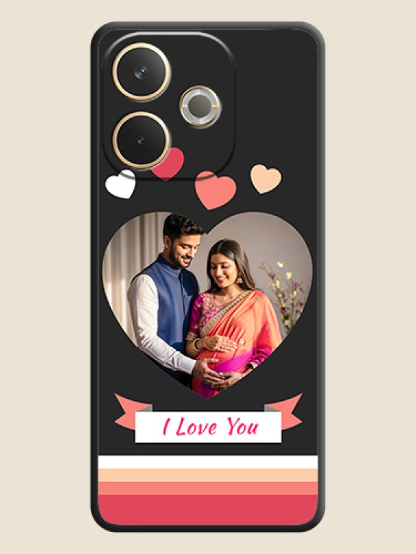 Custom Love Shaped Photo with Colorful Stripes On Space Black Custom Soft Matte Mobile Back Cover - Oppo A5 Pro 5G